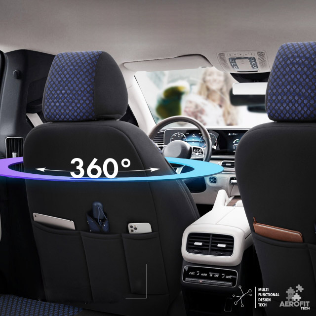 car seat covers pockets, sport blue